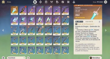 AR 45 - Diluc + Keqing + Zhongli + Arma 5*