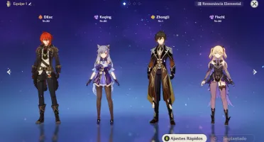 AR 45 - Diluc + Keqing + Zhongli + Arma 5*
