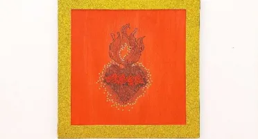 Quadro "Coração Flamejante"