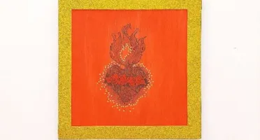 Quadro "Coração Flamejante"