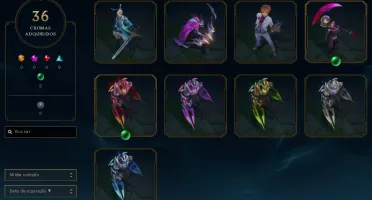 LoL 147 skins 160+emotes +vandal sublime + 21 lendas no ttf