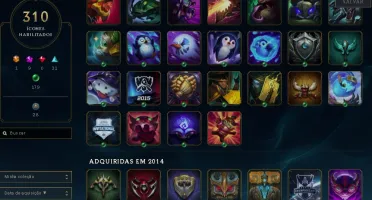 LoL 147 skins 160+emotes +vandal sublime + 21 lendas no ttf