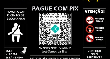 Placa UBER - com PIX e QR Code