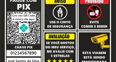 Placa UBER - com PIX e QR Code
