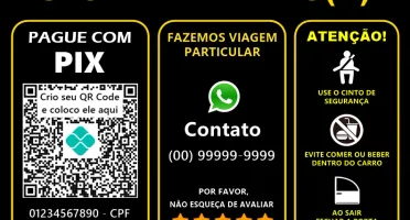 Placa UBER - com PIX e QR Code