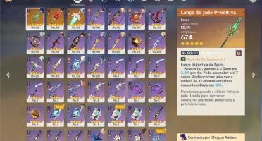 Genshin AR 56 vários personagens 5*, armas e recursos+gemas