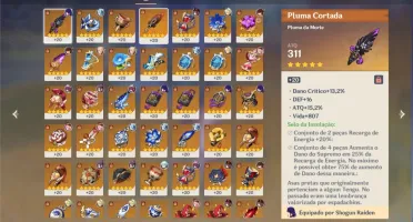 Genshin AR 56 vários personagens 5*, armas e recursos+gemas