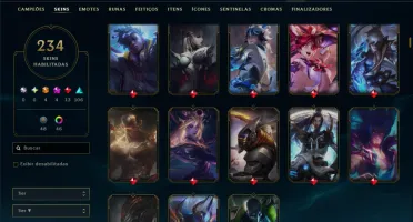 Diamante 1 com TODOS os Champs e 234 Skins ( MID / JG / ADC)