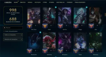 Diamante 1 com TODOS os Champs e 234 Skins ( MID / JG / ADC)