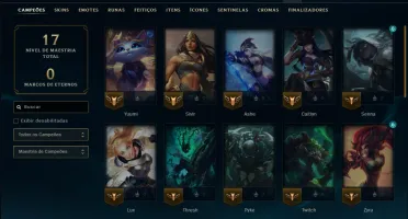 Unranked com 35 Champs e 35 Skins