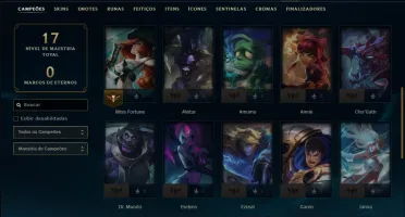 Unranked com 35 Champs e 35 Skins