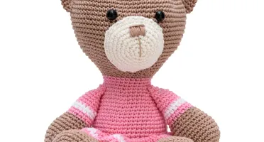 Ursa Amigurumi Crochê com Vestido Rosa