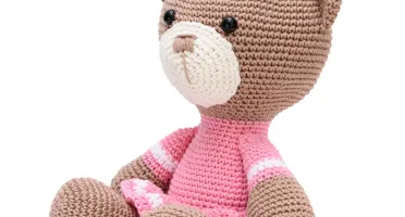 Ursa Amigurumi Crochê com Vestido Rosa