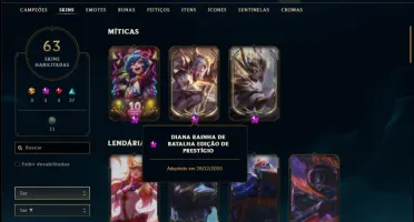 Conta prata 1 com 76 champs e 63 skins