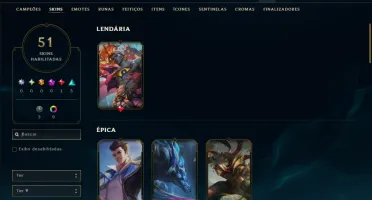 Diamante 3 com 50 Champs e 51 Skins