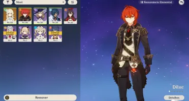Genshin impact lv 40 com Diluc +Fischl + Barbara + Xiangling