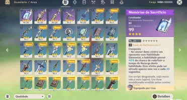 Genshin impact lv 40 com Diluc +Fischl + Barbara + Xiangling