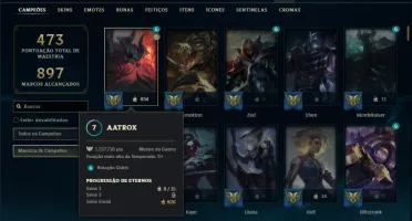 Platina 3 com TODOS os champs e 123 Skins ( MAIN TOP )