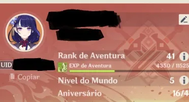 Conta Genshin Impact com Raiden, Eula, Jean e Keqing 5*