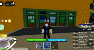 [Blox fruits] Conta  com kitsune, god human e level máximo