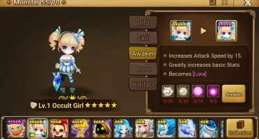 Reroll Summoners War lvl10 com Occult Girl Light - Lora