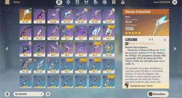Conta Genshin Impact AR47 venti hutao keqing e mona e harpa