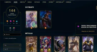 Conta bronze 1 com 150 champs e 144 skins (4 prestigios)