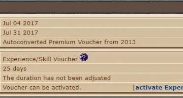 CONTA COM 30 DIAS DE VOUCHERS E 250 TIBIA COINS
