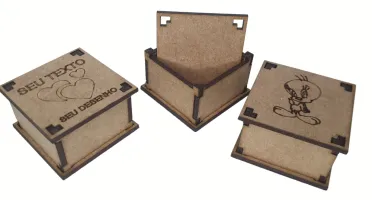 Kit 20 caixa com tampa 05x05cm personalizada MDF,...