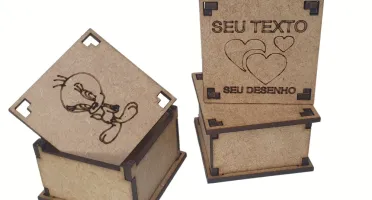 Kit 20 caixa com tampa 05x05cm personalizada MDF,...