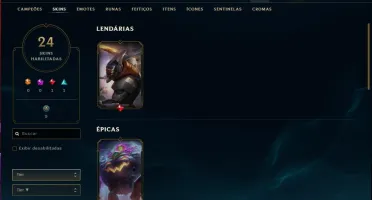 Conta bronze 2 com 82 champs e 24 skins