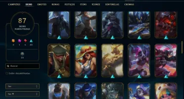 Conta bronze 4 com 110 Champs e 87 Skins + 27 Espolios