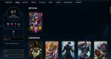 Conta bronze 4 com 110 Champs e 87 Skins + 27 Espolios
