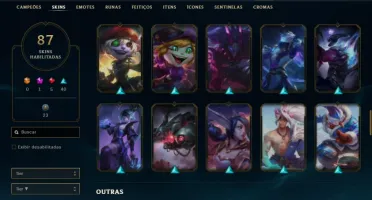 Conta bronze 4 com 110 Champs e 87 Skins + 27 Espolios