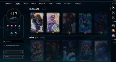 CONTA LOL 117 SKINS COM TODOS OS CAMPEÕES