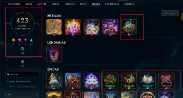 Todos os campeões e muitas skins