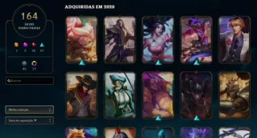 Conta lol plat 2 season passada 60% de winrate 164 skins