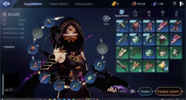 MIR4 arqueira lvl 71 84K de poder +pet epico+ pedra lendaria