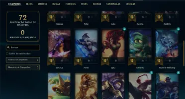 Diamante 4 com 45 Champs e 5 Skins + 25 Espolios