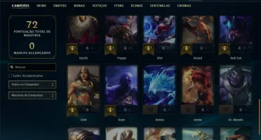 Diamante 4 com 45 Champs e 5 Skins + 25 Espolios