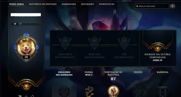 Conta unranked coim 7 skins e 34 champs