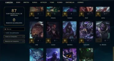 Conta unranked coim 7 skins e 34 champs
