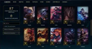 Conta unranked coim 7 skins e 34 champs