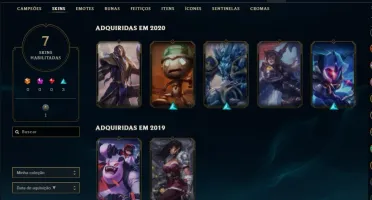Conta unranked coim 7 skins e 34 champs