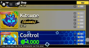 Conta de blox fruits com Kitsune perm e yoru e várias skin