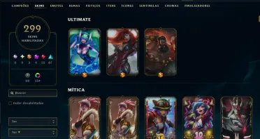 Platina 4 com TODOS os Champs e 299 Skins +16 Vitoriosas