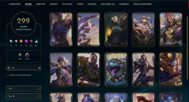 Platina 4 com TODOS os Champs e 299 Skins +16 Vitoriosas