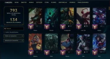 Platina 4 com TODOS os Champs e 299 Skins +16 Vitoriosas