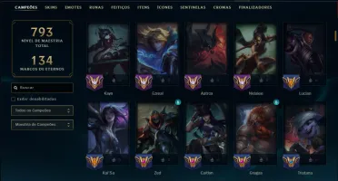 Platina 4 com TODOS os Champs e 299 Skins +16 Vitoriosas