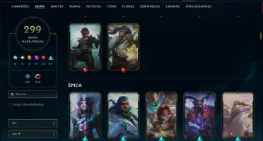 Platina 4 com TODOS os Champs e 299 Skins +16 Vitoriosas